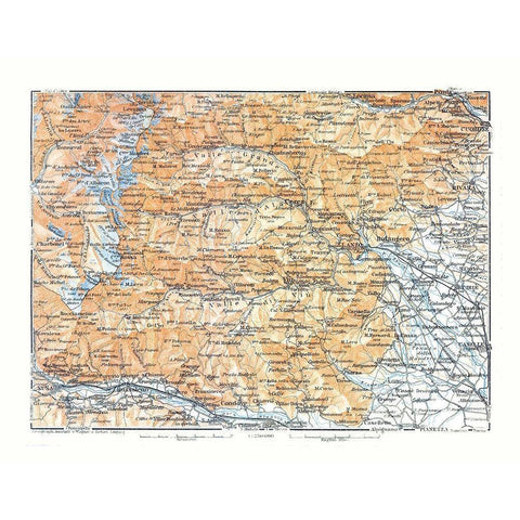 Europe Lanza Region France Italy - Bertarelli 1914 Black Modern Wood Framed Art Print with Double Matting by Bertarelli