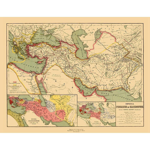 Europe Persian Macedonian Empires - Kiepert Black Modern Wood Framed Art Print by Kiepert