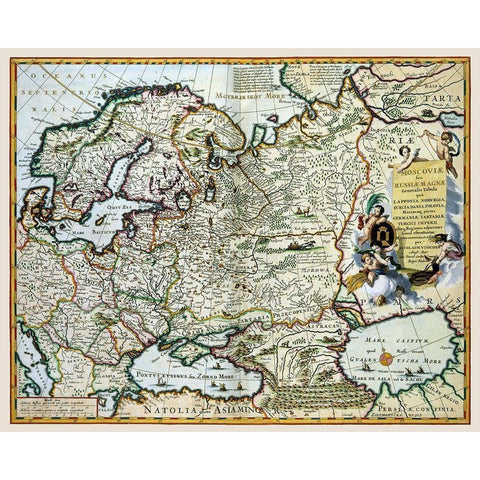 Europe Scandinavia Russia - Visscher 1681 Black Modern Wood Framed Art Print with Double Matting by Visscher