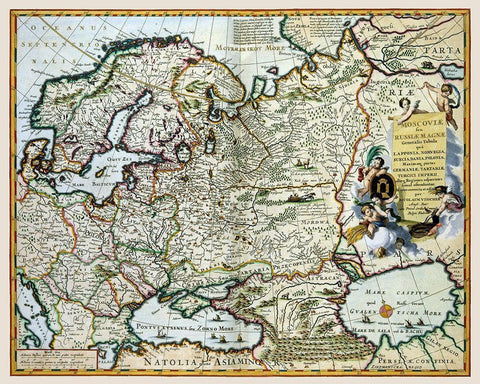 Europe Scandinavia Russia - Visscher 1681 White Modern Wood Framed Art Print with Double Matting by Visscher