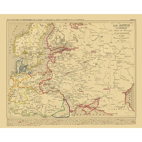 Europe Russia Poland Scandinavia - Houze 1840 White Modern Wood Framed Art Print by Houze