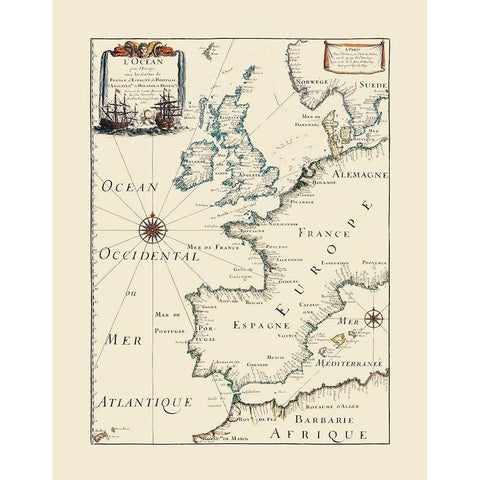 Atlantic Ocean Europe - Roy 1666 White Modern Wood Framed Art Print by Roy