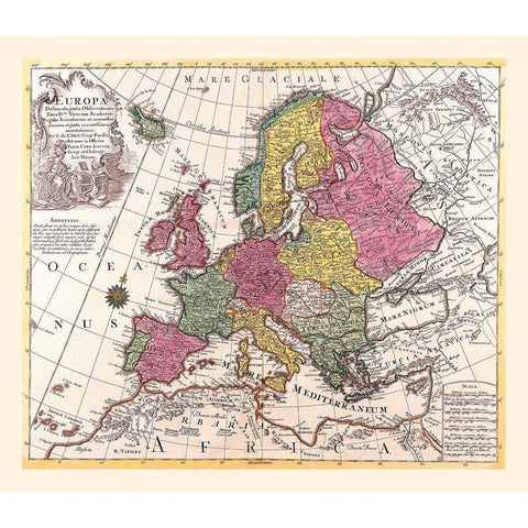 Europe - De Lisle 1787 Gold Ornate Wood Framed Art Print with Double Matting by De L''isle