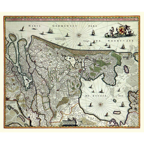 Europe Netherlands - Visscher Black Modern Wood Framed Art Print with Double Matting by Visscher