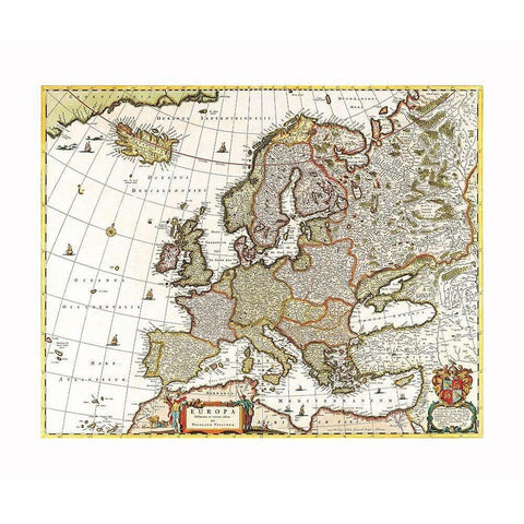 Europe - Visscher Gold Ornate Wood Framed Art Print with Double Matting by Visscher