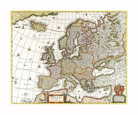 Europe - Visscher White Modern Wood Framed Art Print with Double Matting by Visscher
