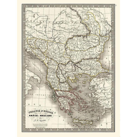 Europe Greece Turkey - Monin 1839 Black Modern Wood Framed Art Print with Double Matting by Monin