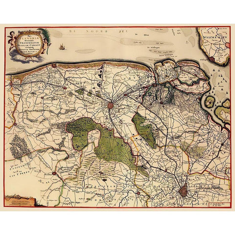 Benelux Flemish Brabant Belgium - De Wit 1688 Gold Ornate Wood Framed Art Print with Double Matting by De Wit