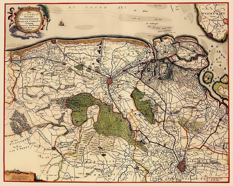 Benelux Flemish Brabant Belgium - De Wit 1688 White Modern Wood Framed Art Print with Double Matting by De Wit