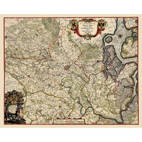Benelux Flanders Belgium - Janssonius 1682 Black Modern Wood Framed Art Print by Janssonius