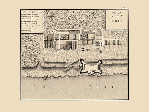 Fort Erie Ontario Canada - Collot 1796 White Modern Wood Framed Art Print with Double Matting by Collot