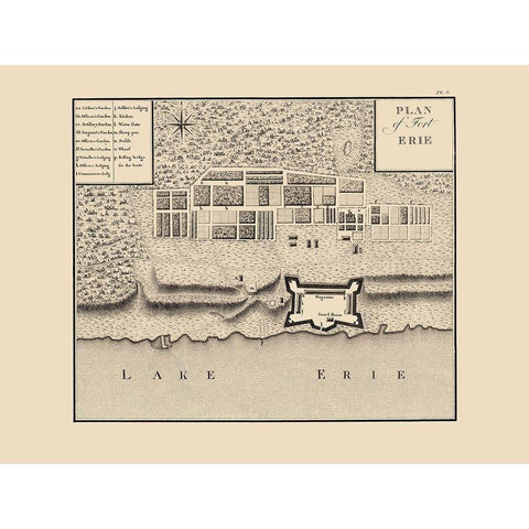 Fort Erie Ontario Canada - Collot 1796 Black Modern Wood Framed Art Print with Double Matting by Collot