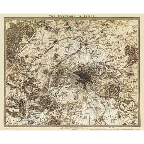 Paris France - Cradock 1832 Black Modern Wood Framed Art Print by Cradock