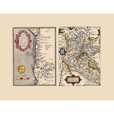 Europe France Switzerland Italy - Ortelius 1574 White Modern Wood Framed Art Print by Ortelius