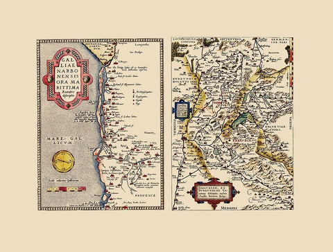 Europe France Switzerland Italy - Ortelius 1574 White Modern Wood Framed Art Print with Double Matting by Ortelius