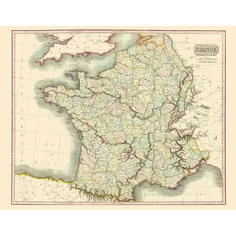 France - Thomson 1815 Black Modern Wood Framed Art Print with Double Matting by Thomson