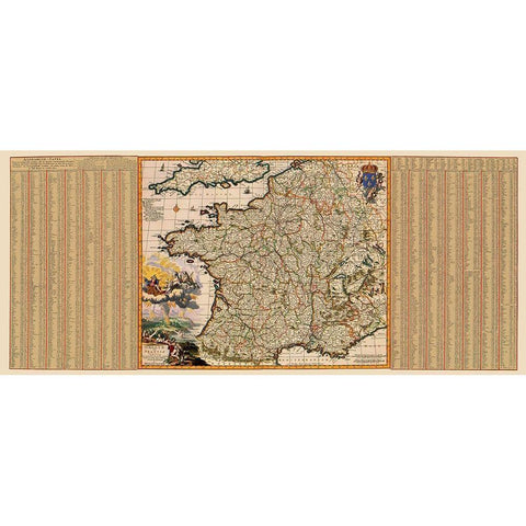 France - Visscher 1680 Black Modern Wood Framed Art Print by Visscher