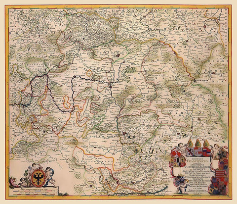 Franconia Germany - De Wit 1688 Black Ornate Wood Framed Art Print with Double Matting by De Wit