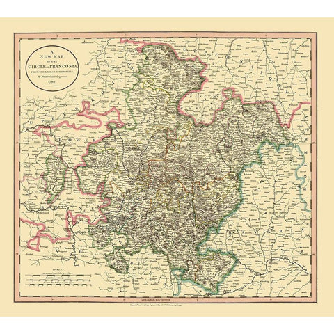 Franconia Germany - Cary 1799 Black Modern Wood Framed Art Print with Double Matting by Cary