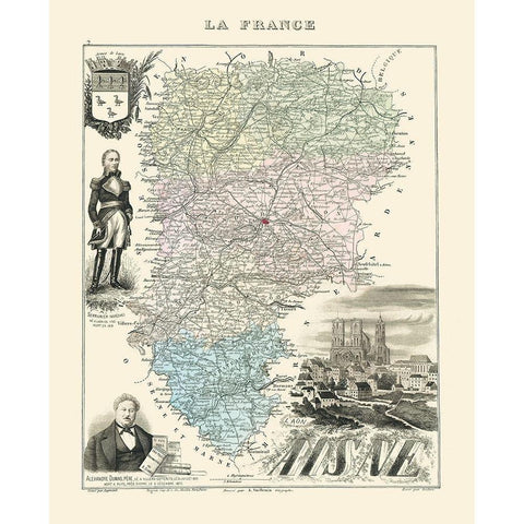 Aisne Region France - Migeon 1869 Black Modern Wood Framed Art Print with Double Matting by Migeon