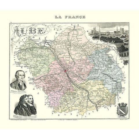 Aube Region France - Migeon 1869 Black Modern Wood Framed Art Print by Migeon