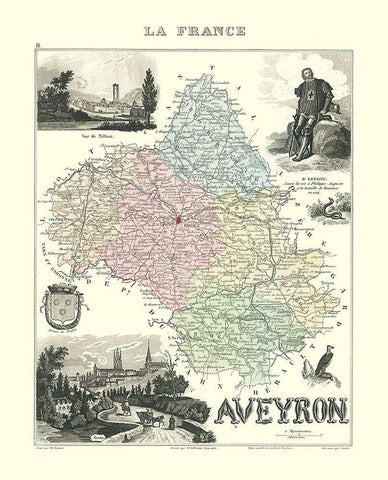 Aveyron Region France - Migeon 1896 White Modern Wood Framed Art Print with Double Matting by Migeon