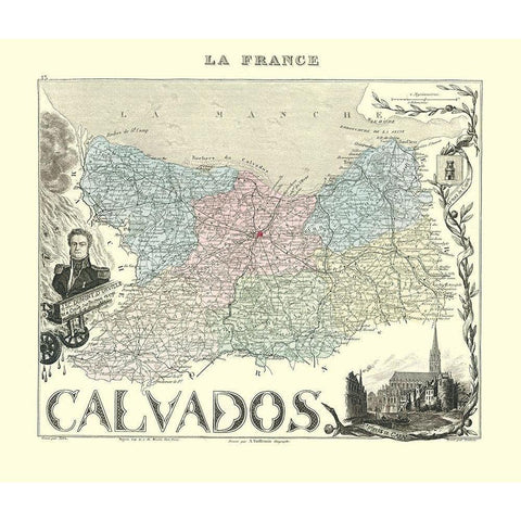 Calvados Region France - Migeon 1869 Black Modern Wood Framed Art Print by Migeon