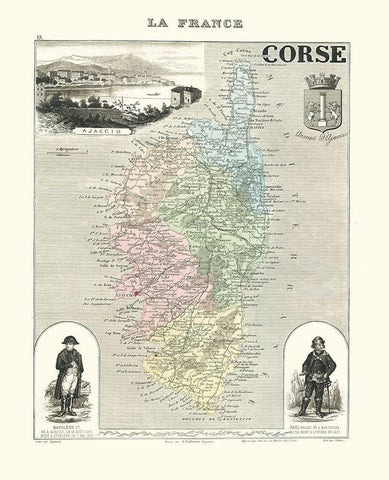 Corse Region France - Migeon 1869 Black Ornate Wood Framed Art Print with Double Matting by Migeon