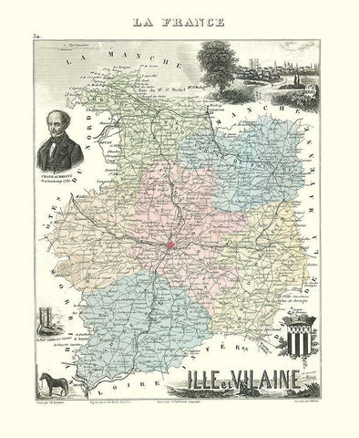 Ille et Vilaine Region France - Migeon 1869 White Modern Wood Framed Art Print with Double Matting by Migeon