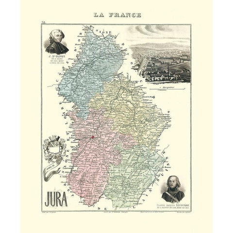 Jura Region France - Migeon 1869 Black Modern Wood Framed Art Print with Double Matting by Migeon