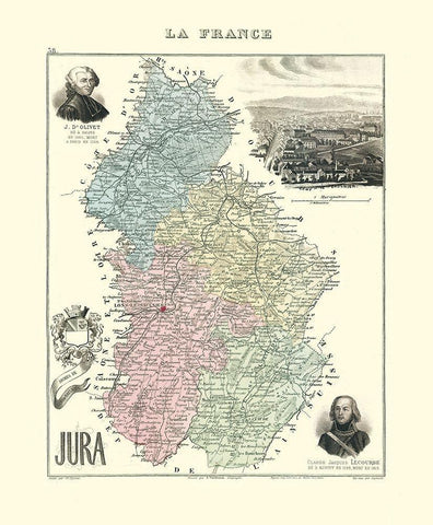 Jura Region France - Migeon 1869 White Modern Wood Framed Art Print with Double Matting by Migeon