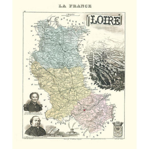 Loire Region France - Migeon 1869 Black Modern Wood Framed Art Print with Double Matting by Migeon