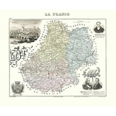 Lot Region France - Migeon 1869 White Modern Wood Framed Art Print by Migeon