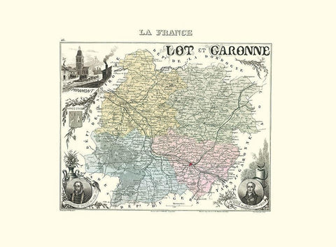 Lot et Garonne Region France - Migeon 1869 White Modern Wood Framed Art Print with Double Matting by Migeon