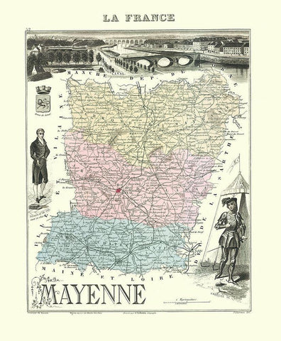 Mayenne Region France - Migeon 1869 White Modern Wood Framed Art Print with Double Matting by Migeon