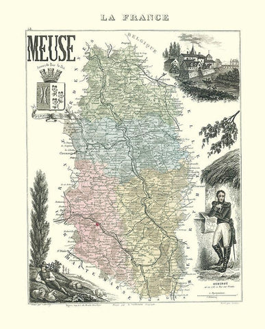 Meuse Region France - Migeon 1869 White Modern Wood Framed Art Print with Double Matting by Migeon