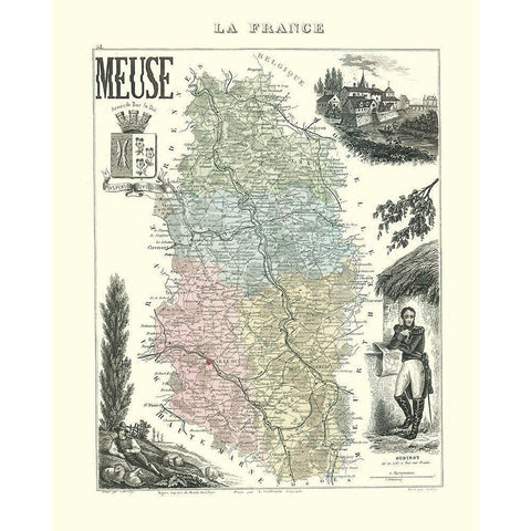 Meuse Region France - Migeon 1869 White Modern Wood Framed Art Print by Migeon