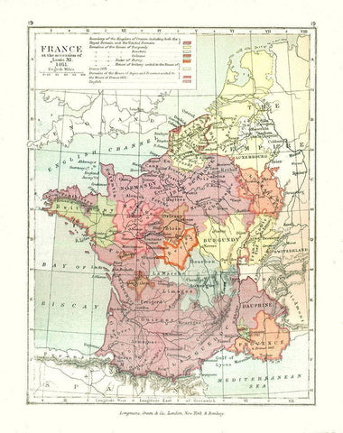 France 1461 - Gardiner 1902 Black Ornate Wood Framed Art Print with Double Matting by Gardiner