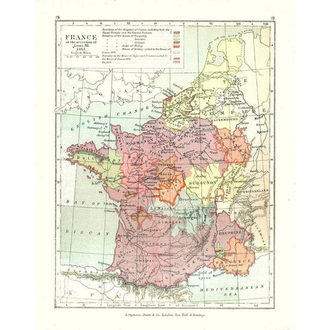 France 1461 - Gardiner 1902 Black Modern Wood Framed Art Print with Double Matting by Gardiner