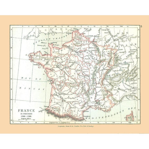 France 1789 - Gardiner 1902 Gold Ornate Wood Framed Art Print with Double Matting by Gardiner