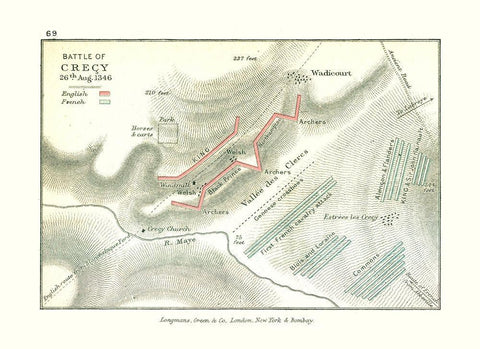 Battle of Crecy in 1346 France - Gardiner 1902 White Modern Wood Framed Art Print with Double Matting by Gardiner