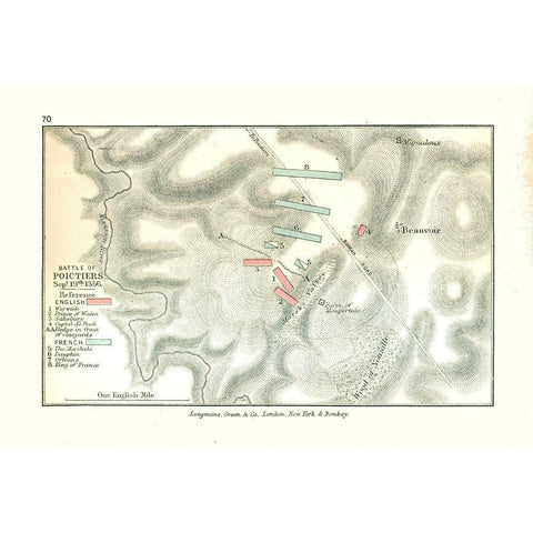 Battle of Poitiers in 1356 France - Gardiner 1902 Black Modern Wood Framed Art Print by Gardiner