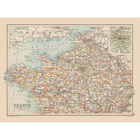 Northern France - Bartholomew 1892 White Modern Wood Framed Art Print by Bartholomew