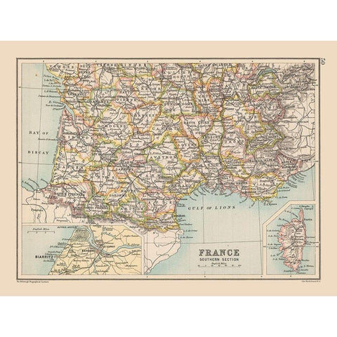 Southern France - Bartholomew 1892 White Modern Wood Framed Art Print by Bartholomew