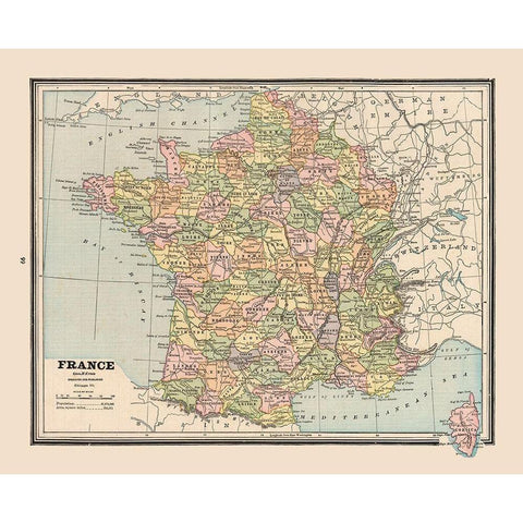 France - Cram 1888 White Modern Wood Framed Art Print by Cram