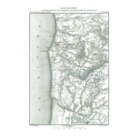 Ambleteuse Boulogne Wimereux France - Thiers 1866 Black Modern Wood Framed Art Print with Double Matting by Thiers