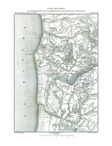 Ambleteuse Boulogne Wimereux France - Thiers 1866 White Modern Wood Framed Art Print with Double Matting by Thiers