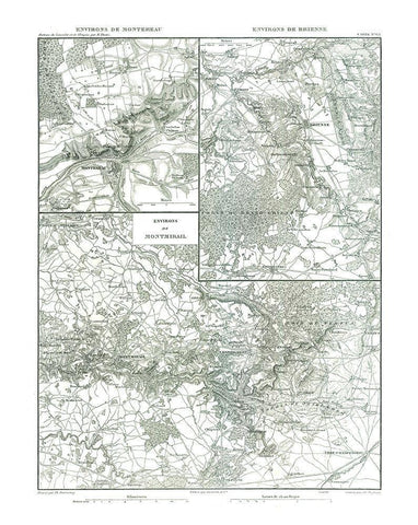 Montreau Brienne Montmirail France - Thiers 1866 White Modern Wood Framed Art Print with Double Matting by Thiers