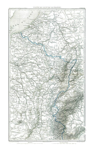 East France - Thiers 1866 Black Ornate Wood Framed Art Print with Double Matting by Thiers