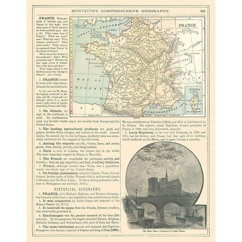 France - Monteith 1882 White Modern Wood Framed Art Print by Monteith